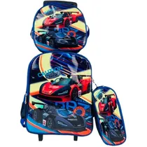 Mochila Infantl 4X1 Lanch/Estojo/Carrinho