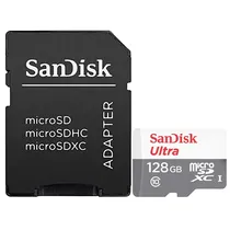 Cartão de Memória Micro SD de 128GB Sandisk Ultra SDSQUNR-128G-GN3MA - Branco/Cinza