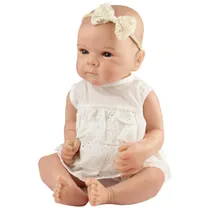 Boneca Baby Reborn V-129 - 48CM - Silicone - Roupa Vestido Branco