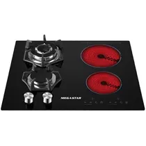 Cocina Cooktop Elétrica/Gas Megastar COOKTOP2 3.000 Watts 220V ~ 50/60 HZ - Preta