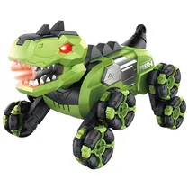 Carro Dinossauro 4DRC 4D-Y12 - Realista - Luzes LED e Música - Spray de Vapor - com Controle de Pulso - Verde