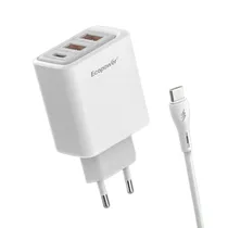 Cargador Ecopower EP-7043 USB-C/USB-A 10W - Blanco
