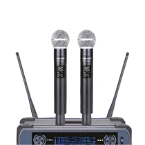Microfone Sem Fio Ecopower EP-M604 Incluye 2 Microfones - Black