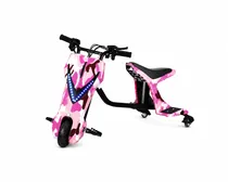 Triciclo Elétrico Infantil Drift Midi Pro MDP-88S (8”) | 350W – Rosa Camouflage(Capacete e Kit de Proteção)