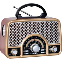 Rádio Portátil Mega Star RX2154BTG AM/FM/SW Bluetooth - Marrom Dourado