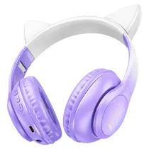 Fone de Ouvido Hoco Cat Ear W42 Bluetooth - Pink/Purlple