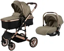 Carrinho e Cadeira Tulibaby AG-H6 Baby Stroller 3 Em 1 Khaki/Golden