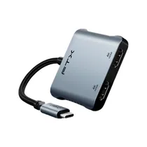 Hub FTX CT-CM2H4K-Ag - USB-C - USB/USB-C/2X HDMI - Cinza