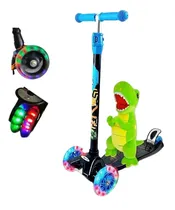 Patinete Infantil Scooter c/LED Azul Dinosauro