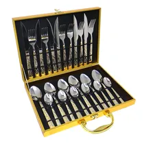 Kit de Talheres FD-666 - Maleta Dourada - 24 PCS