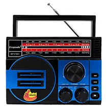 Rádio Portátil Ecopower EP-F301 Bluetooth / AM / FM / USB / TF / LED / Painel Solar - Preto / Azul