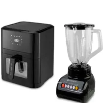 Kit Fritadeira Airfryer Foxbox AERIS-8000-NV 110V + Liquidificador MO-LC56 220V