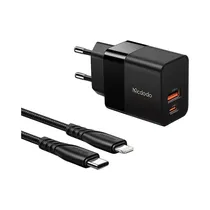 Mcdodo Cargador CH-1952 20W USB-C/USB-A c/Cable USB-C/Lightning Black