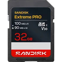 Memória SD Sandisk Extreme Pro 100-90 MB/s U3 V30 Uhs-I 32 GB (SDSDXXO-032G-Gscin)