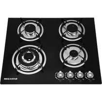 Fogão Cooktop A Gás Mega Star COOKTOP7 4 Bocas 220V - Preto
