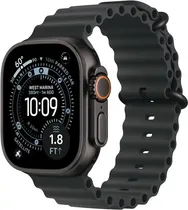 Apple Watch Ultra 3 49MM MF0J4LW/ A com Double Tap Gesture / Chip S10 / Pulseira Ocean Band Black / Titanium Case - Black Titanium