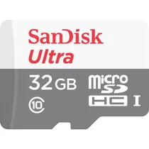 Memória Micro SD Sandisk Ultra 100 MB/s C10 32GB (SDSQUNR-032G-GN3MA)