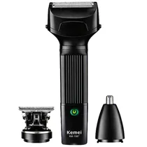 Kit Máquina de Cortar Cabelo Kemei Multi-Function Grooming KM-1587 - 3 Em 1 - Recarregável - Preto
