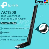 W. TP-Link Adap. Archer T3U Plus AC1300 USB Wireless Dual Band Mu-Mimo