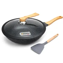 Wok MGC com Revestimento Tipo Mármore de Alumínio Preto 30CM