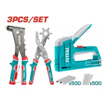 Combo 3 Em 1 Kit Total THRSG0401 Grampeador + Furacouro + Rebitador – com Acessórios