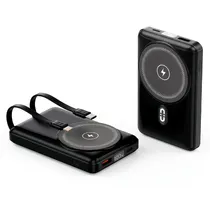 Carregador Portátil Powerbank Fast Charger P5 Magsafe / 20000MAH / 15W / USB-A / USB-C / com Cabo Embutido Lightning - USB-C - Preto