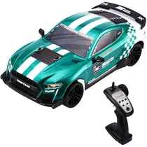 Automodelo Carro Elétrico Huaxiang Toys Drift Racing No° 8616B - Escala 1/14 - 48KM/H - Recarregável - com Controle - Verde e Branco