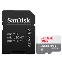 Cartão de Memória Sandisk Ultra, 256GB, Micro SDXC, C10, 100MB/s, SDSQUNR-256G-GN6TA