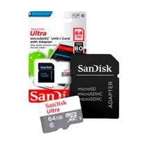 Mem SDHC 64GB Sandisk Ultra 100MB C10 SDSQUNR-064G-GN3MA c/Adap 185060