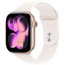 Apple Watch S11 46MM MEV74LW/ A com GPS/ Wide Angle Oled Always-On Retina Display / Pulseira Sport Band M/ L / Aluminium Case - Rose Gold/ Light Blush