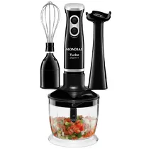 Mixer + Batedor Fuê + Processador de Alimentos Mondial Turbo M-14 / 400W / 220V ~ 50/ 60HZ - Inox/ Preto