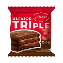 Alfajor Mazzei Triple Con Chocolate Negro - 65G