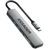 Hub Essager EHBO7-Qhog-Z 7 En 1 HDMI/USB-C 4K 30HZ - Dark Gray