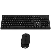 Kit Teclado Sem Fio Krab KBKTM15 Português + Mouse 1.600 Dpi - Preto
