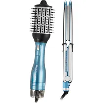 Kit Babyliss Pro Nano Titanium Optima 9000 BNTPP91UZ - Prancha Alisadora + Escova Secadora - 220V - Azul